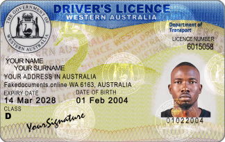 Western Australia Driver License fake template