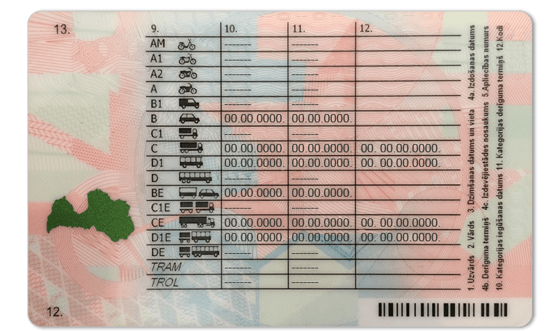 Latvia Driver's License template - Image 2