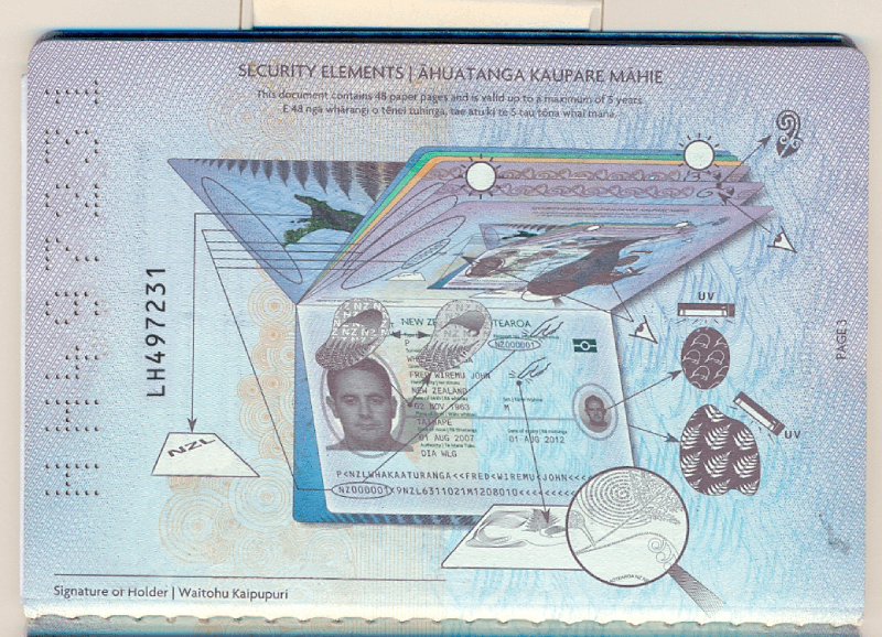 New Zealand passport template 2