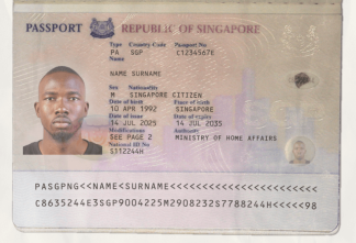 Singapore Passport Template 1