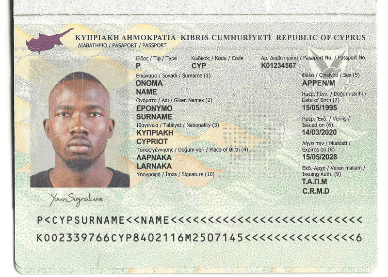 Cyprus passport front