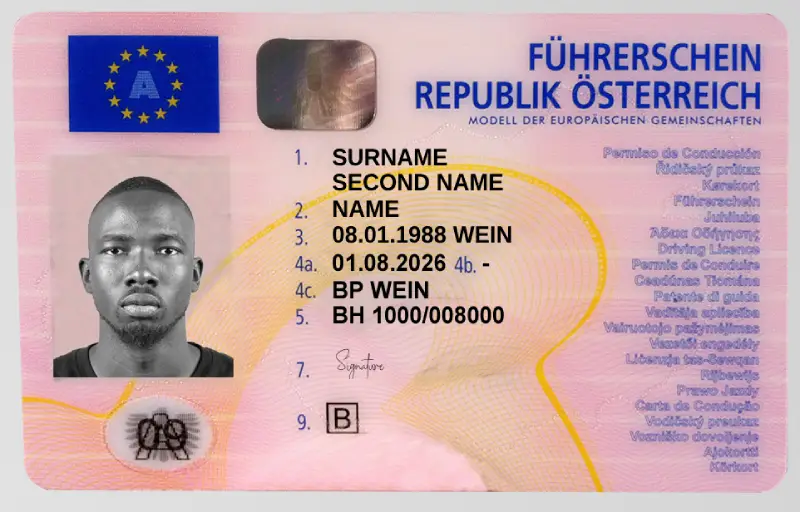 Austria Driver License template